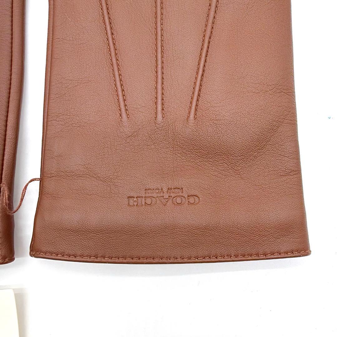 新品タグ付き✨【コーチ】シープレザー手袋 羊革 裏地ウール100% ブラウン L