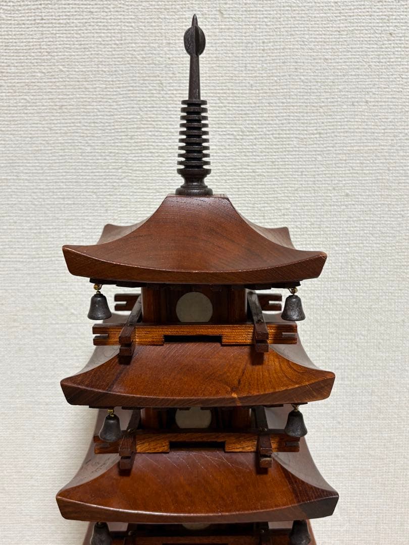 井波彫刻 越中井波 木製 五重塔 置物 鈴付き 木彫り