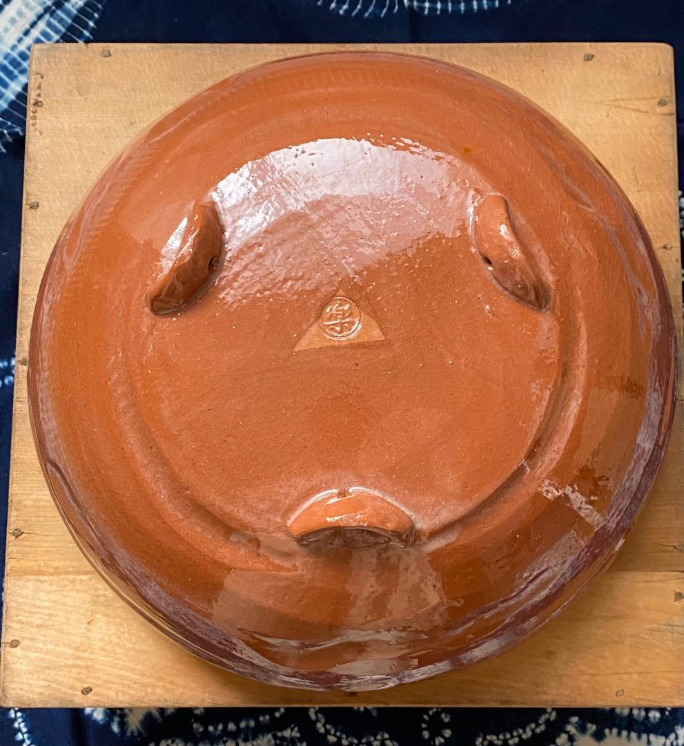 お値下げ中　茶道具　平安　松寿造　筋半田、巴半田一双　赤楽