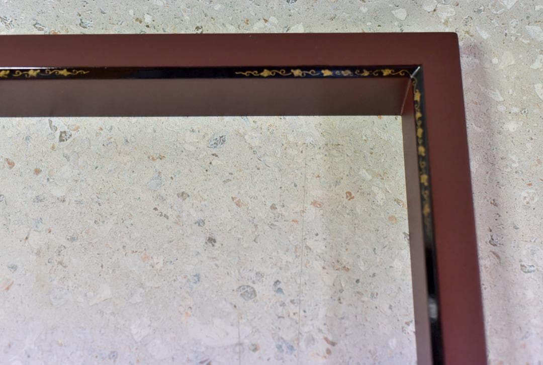 値下げ、豊悦作　真塗唐松模様炉縁　囲炉裏/お茶道具