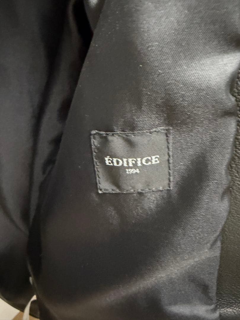 ÉDIFICE ブラックレザーシングルライダースジャケット