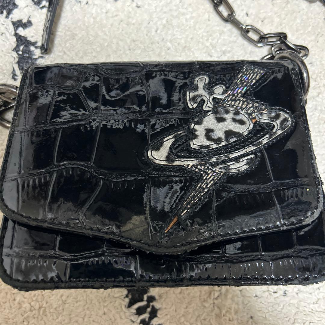 廃盤 ヴィヴィアンウエストウッド 黒 クロコ型 ショルダーバッグ y2k