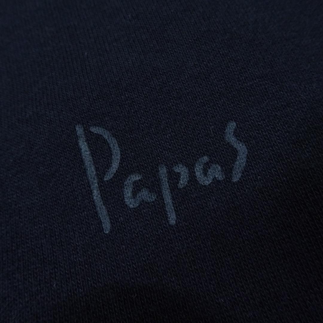 papas 日本製 スウェットジップパーカー L ネイビー ロゴ ワッペン