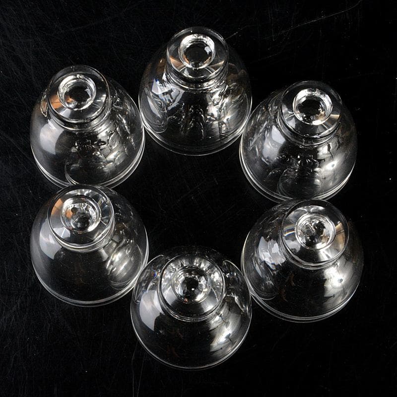 クリスタルガラス　冷酒グラス　酒杯　煎茶器　6客　桐箱付　V　6238