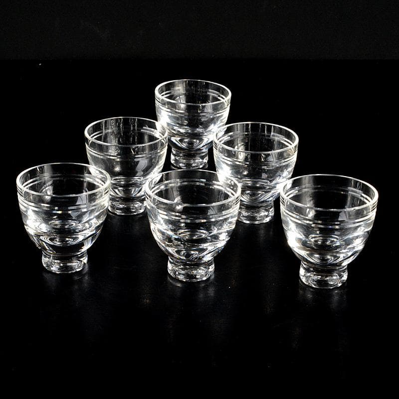 クリスタルガラス　冷酒グラス　酒杯　煎茶器　6客　桐箱付　V　6238