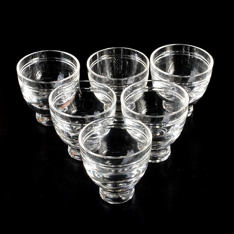 クリスタルガラス　冷酒グラス　酒杯　煎茶器　6客　桐箱付　V　6238