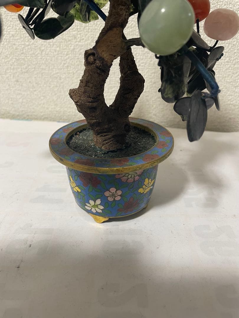中国美術 盆栽　七宝焼　玉石　瑪瑙　翡翠 彫刻　置物