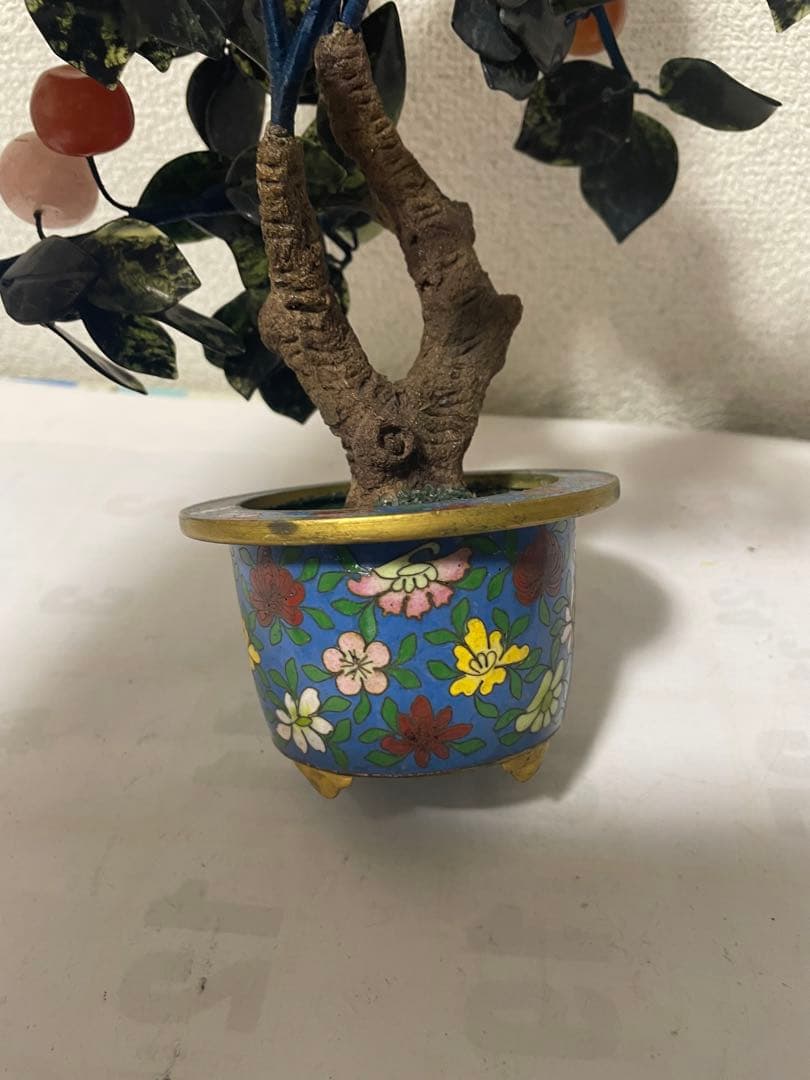 中国美術 盆栽　七宝焼　玉石　瑪瑙　翡翠 彫刻　置物