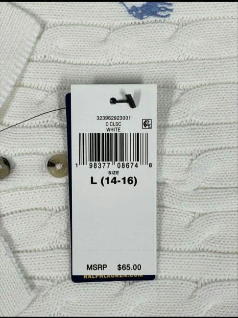 レディースPolo Ralph Lauren ホワイトニットポロシャツ Lサイズ