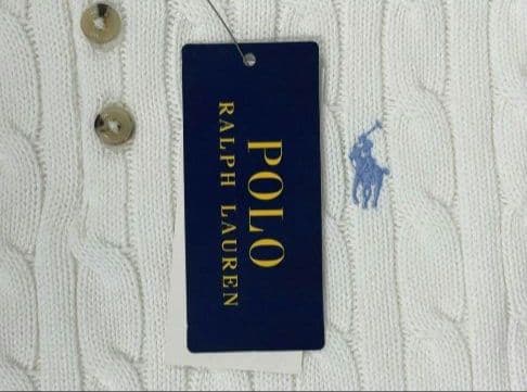 レディースPolo Ralph Lauren ホワイトニットポロシャツ Lサイズ