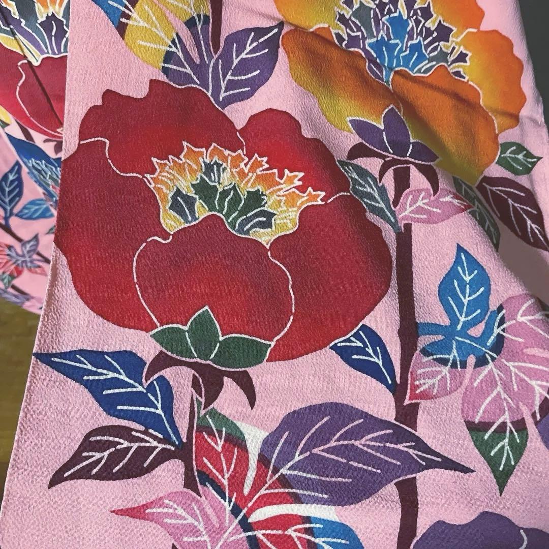 振袖フルセット　手描き友禅　幻想的な花柄は個性が光る　手染めの振袖 成人式　振袖