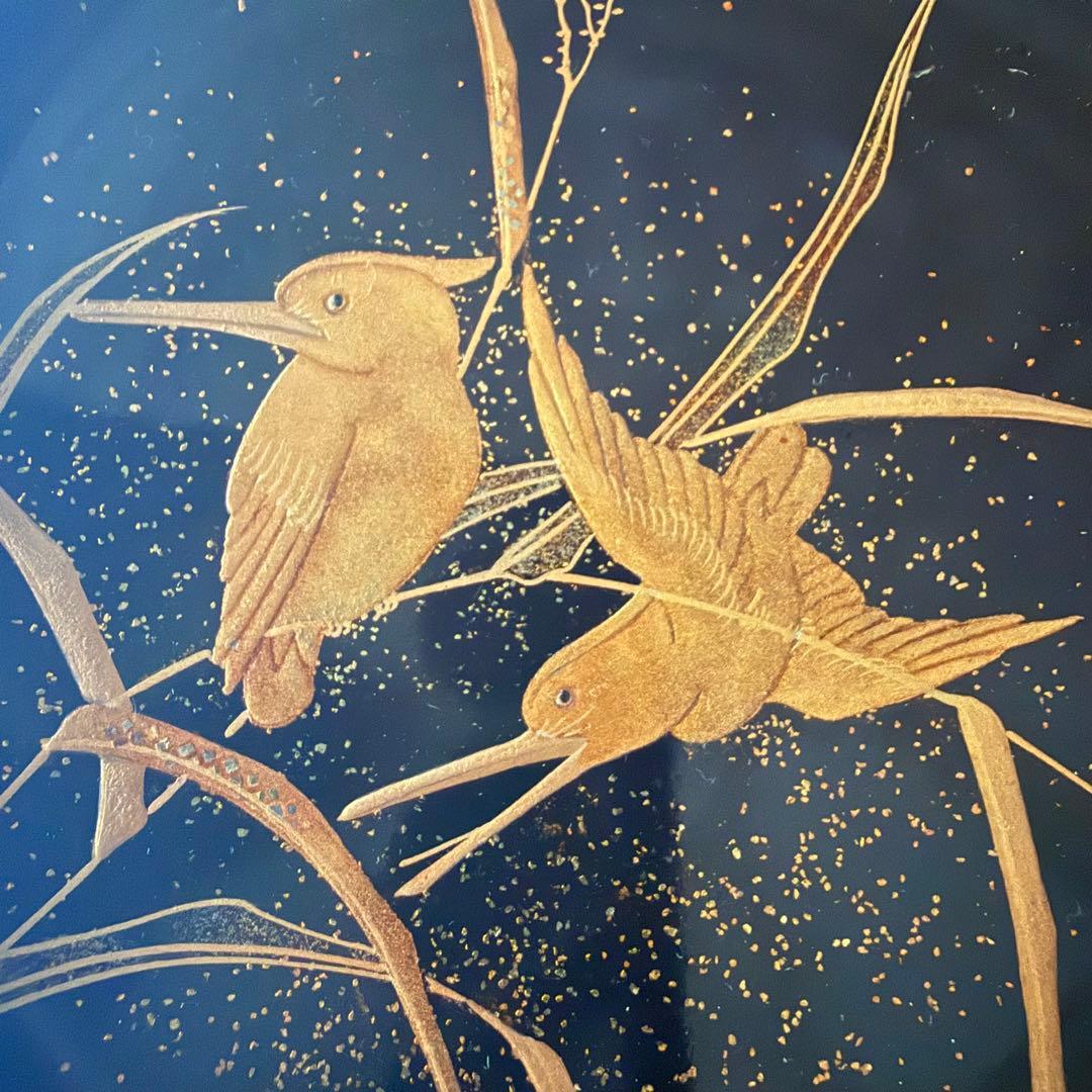 2245様感謝‼️JAPAN蒔絵かわせみ天然木伏蒔絵 芦にかわせみ真塗厚物椀 5客