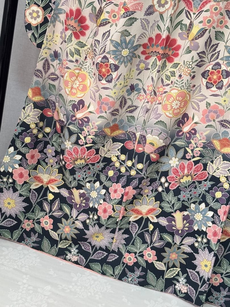 [美品] 振袖　正絹　縮緬　成人式　灰色　グレー　礼装　結婚式　高身長　パステル