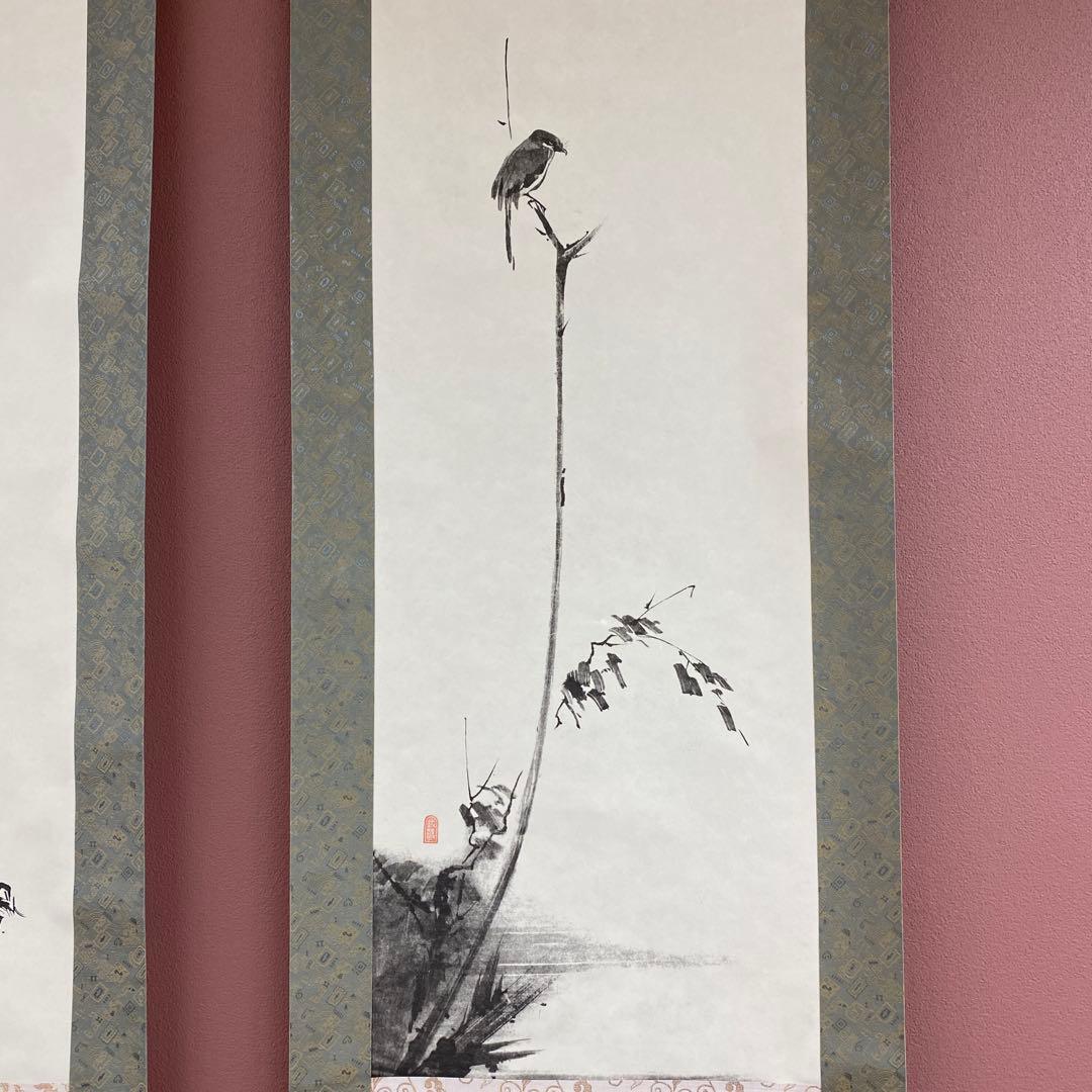 美品 掛け軸 宮本武蔵筆 書画名品選「枯木鳴鵙図・紅梅鳩図・布袋観闘鶏図」