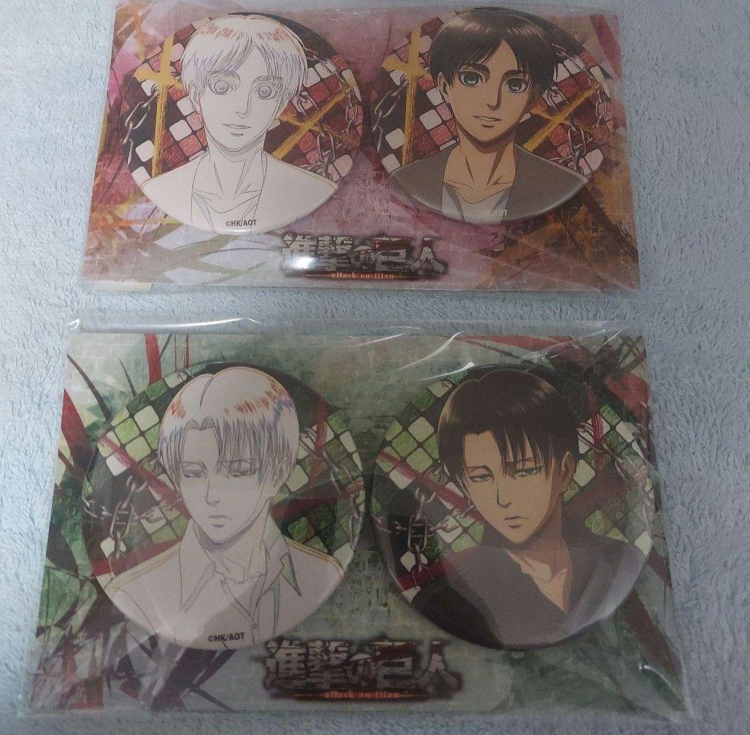 進撃の巨人　缶バッジ　リヴァイ　エレン　バースデー