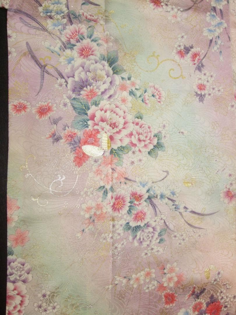 くすみパステル/唐草とブーケと蝶々/金彩銀彩/振袖フルセット　ｍ70　成人式