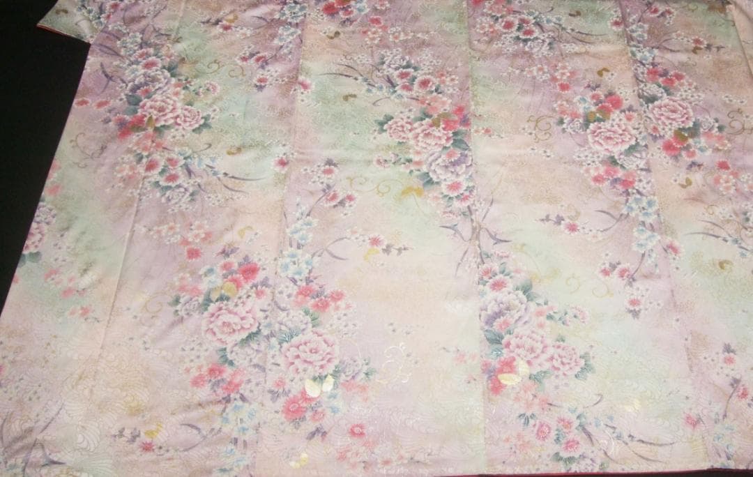 くすみパステル/唐草とブーケと蝶々/金彩銀彩/振袖フルセット　ｍ70　成人式