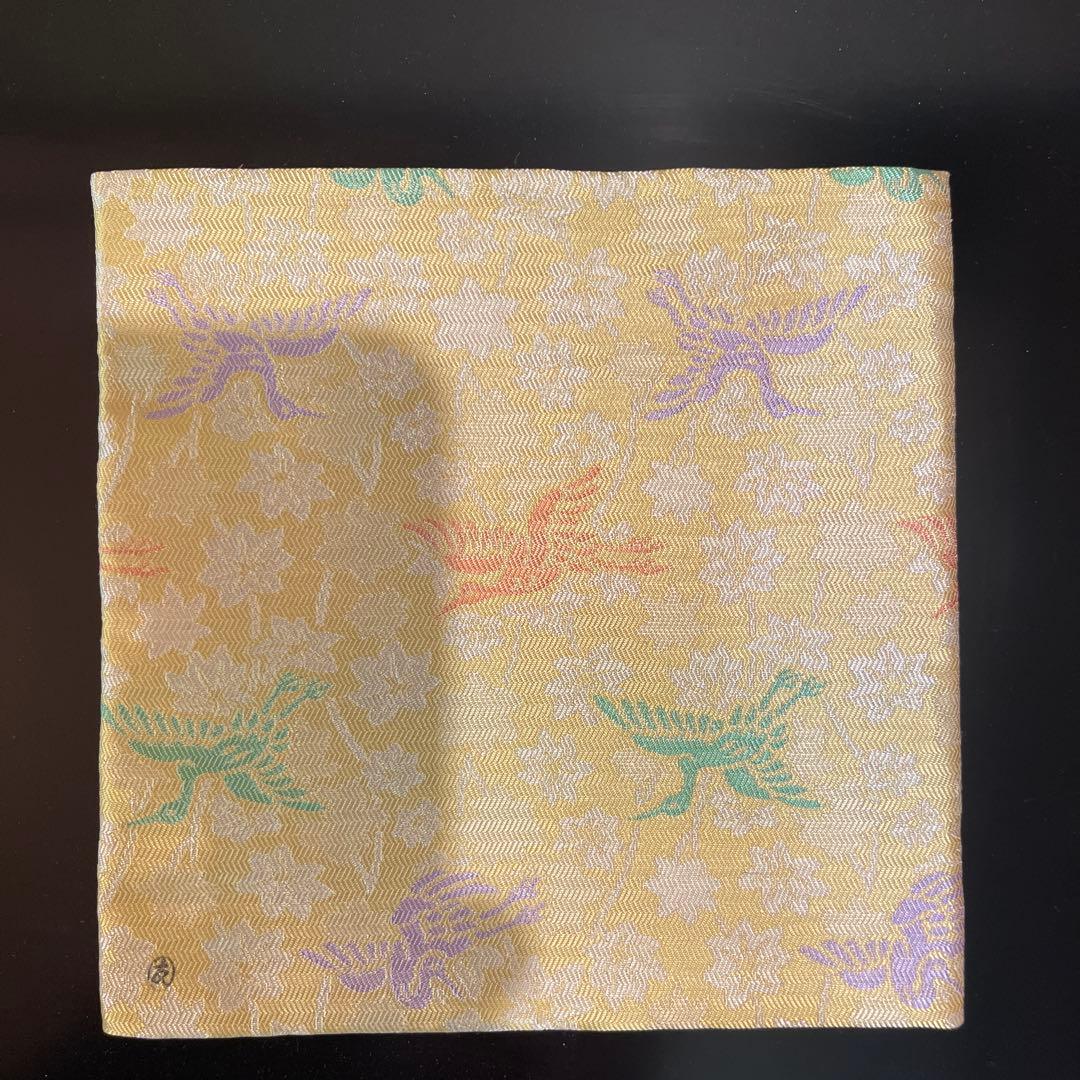 茶道用古帛紗 鳥と花模様 絹製