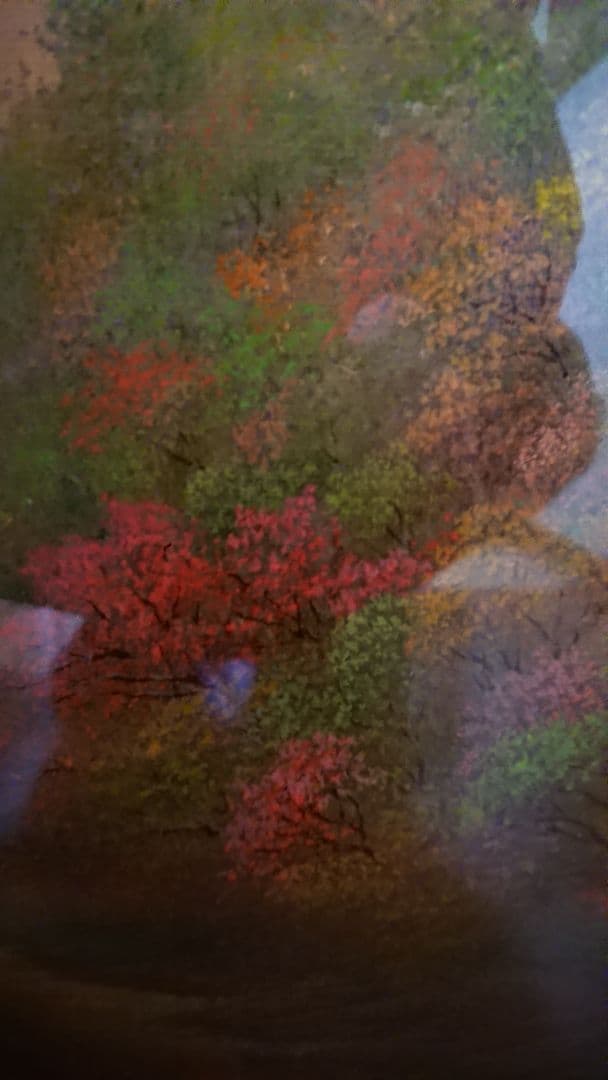 絵画 油絵 鬼沢泰治『渓谷の秋』6号