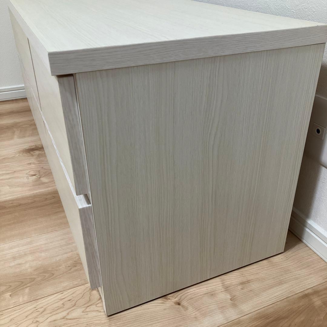 オフホワイト木製テレビボード 6引き出し