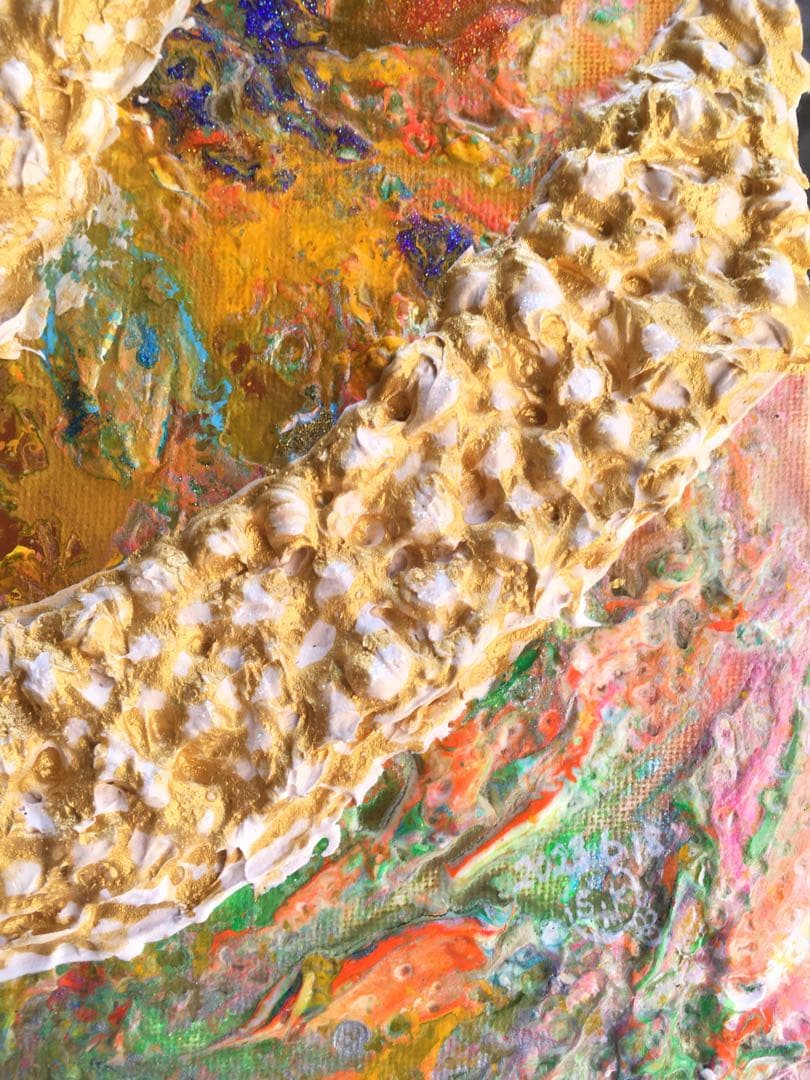 祈雨　白蛇　金色　神秘　絵　絵画　アクリル画　原画　　額付き　インテリアアート