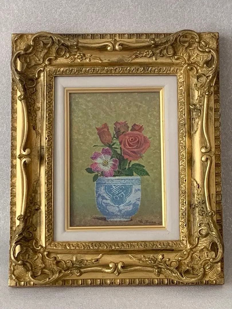 小原 稔 『 バラ 』 油絵 油彩 絵画