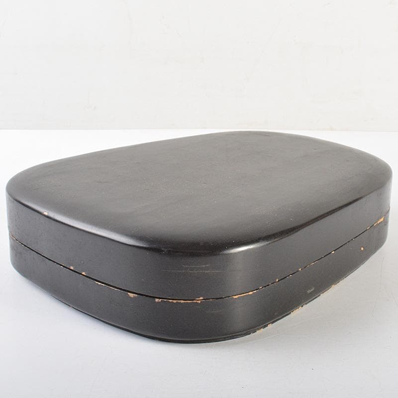 中国　書道具　神獣刻　端渓硯　唐木箱付　V　R7390