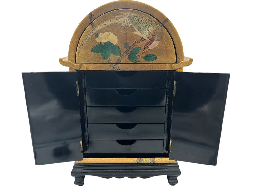 鏡台 化粧台 小物入 6段 引出収納 収納棚 木工芸 レトロ アンティーク 中国