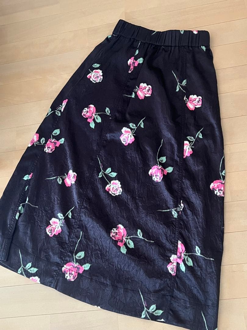 ganni ブラックパネルミディアムスカート