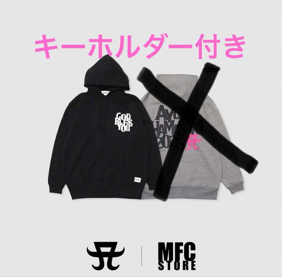 最終価格　福岡限定　浜崎あゆみ×MFC フーディー　ブラック×ホワイト　Lサイズ