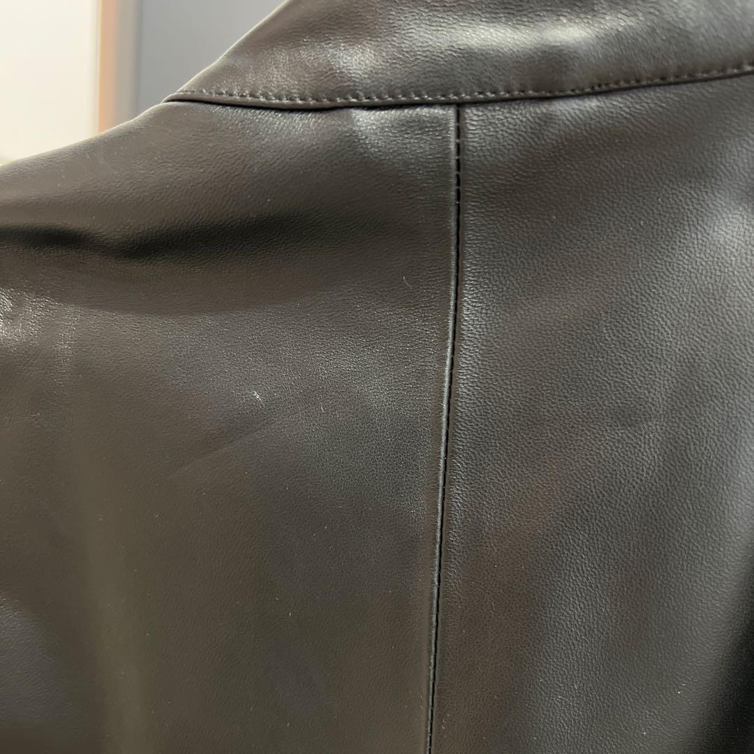 EDIFICE ブラックレザー シングルライダース L