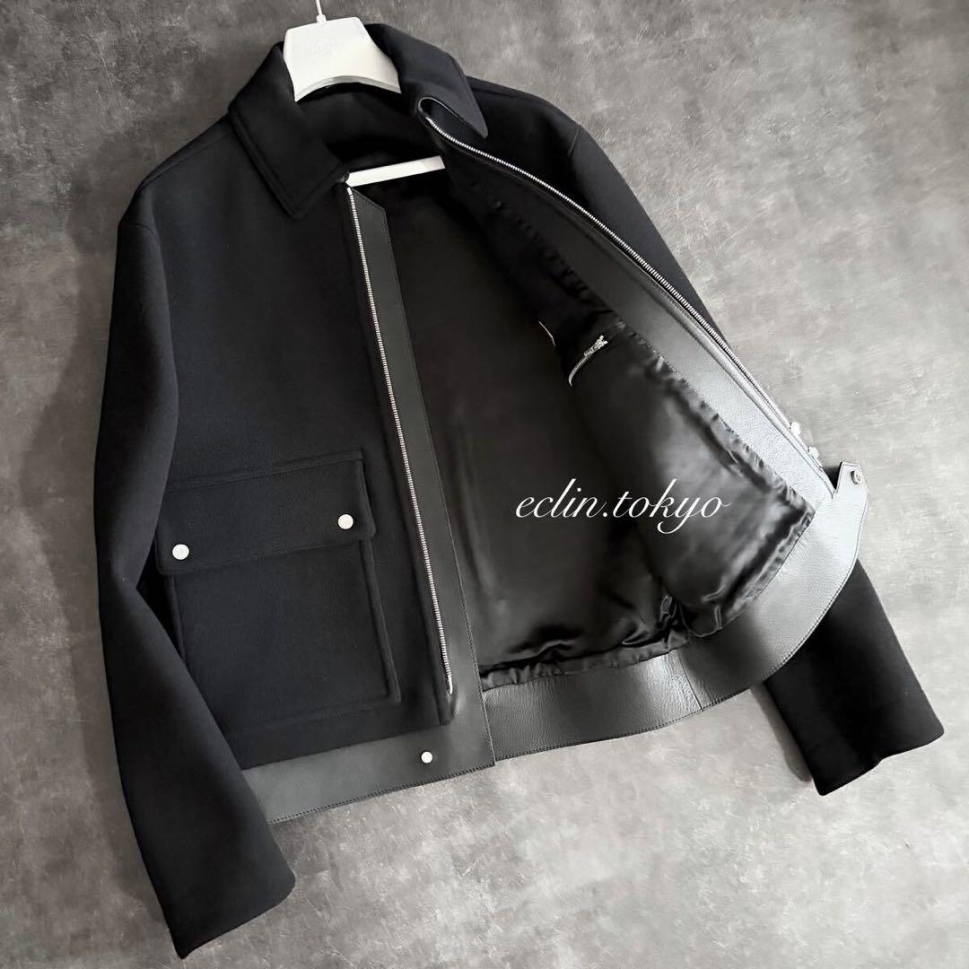 HERMES 《レザートリミング》ライダース ジャケット コート E4572