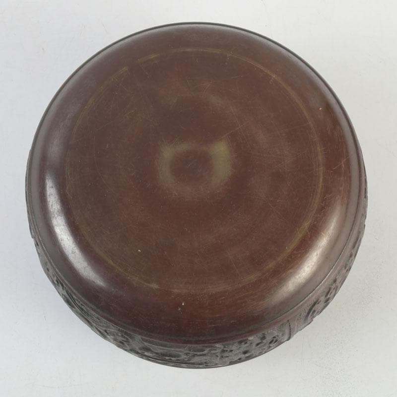 中国　古銅宣徳銅　饕餮文　建水　茶こぼし　V　9652