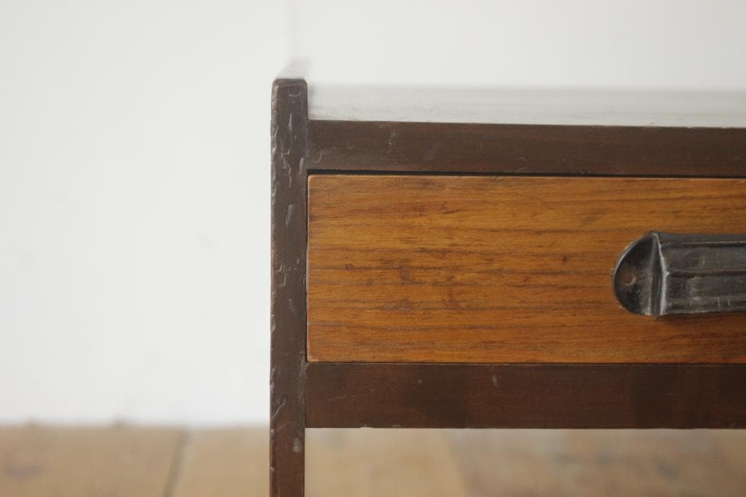 レトロ 文机 ローテーブル 座卓 無垢材 引き出し 抽斗 2杯 花台 展示台