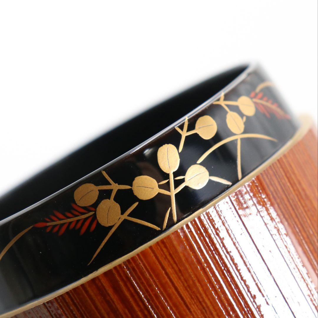 野村政寛(香庵)作 竹塗鈴虫蒔絵 雪吹 薄茶器 茶道具 共箱　V923