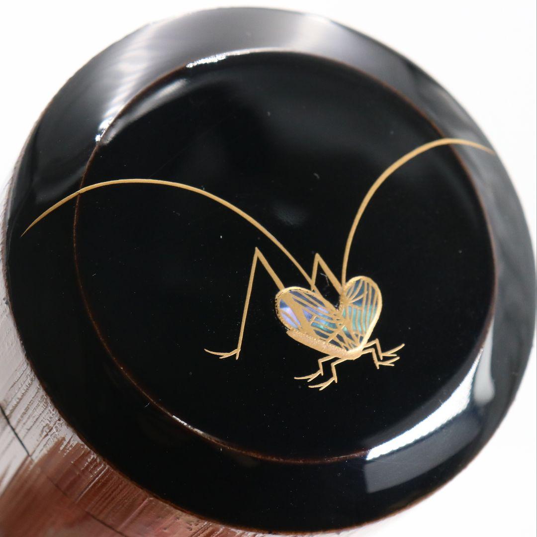 野村政寛(香庵)作 竹塗鈴虫蒔絵 雪吹 薄茶器 茶道具 共箱　V923