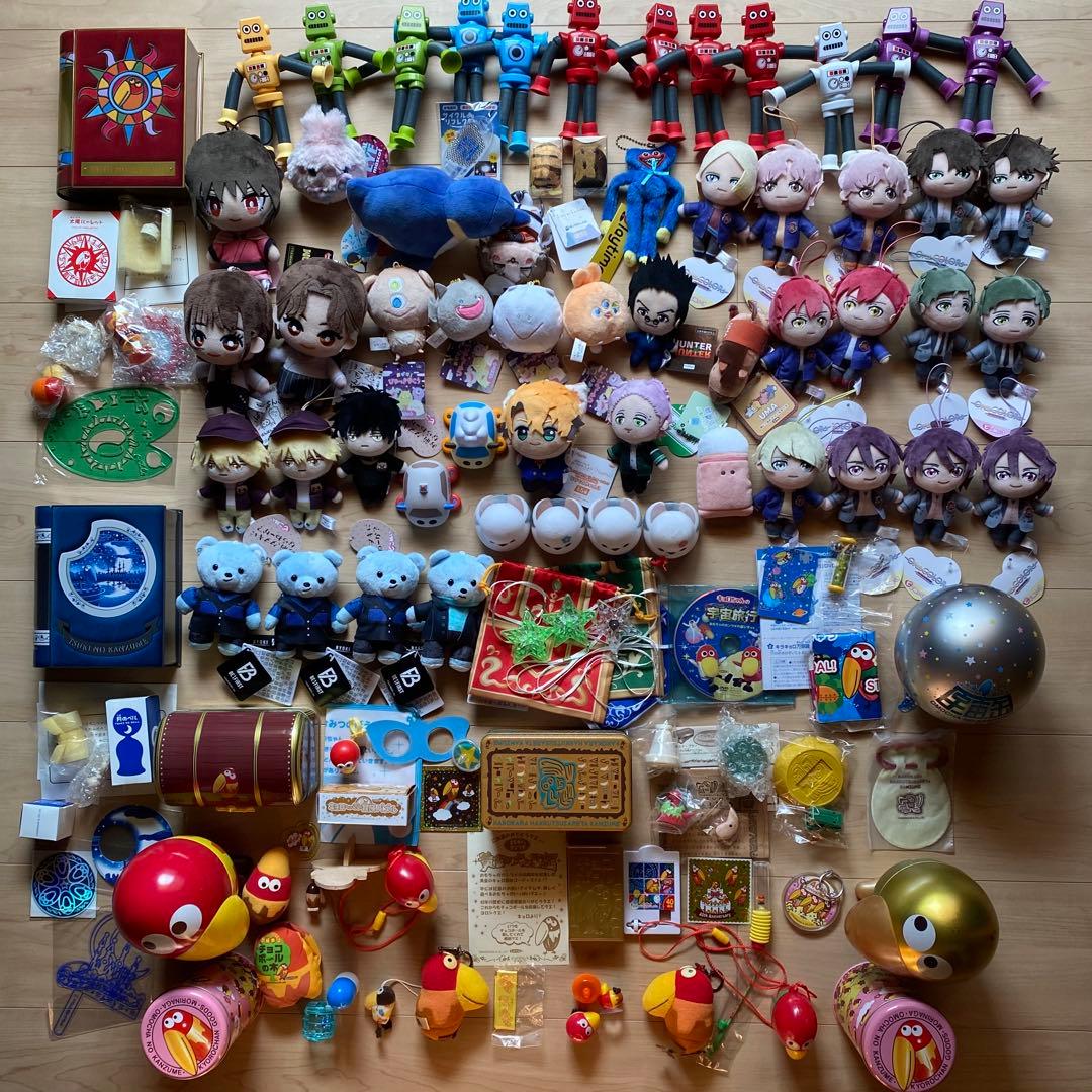 キョロちゃんおもちゃの缶詰9個とプライズぬいぐるみなど59個まとめ売り