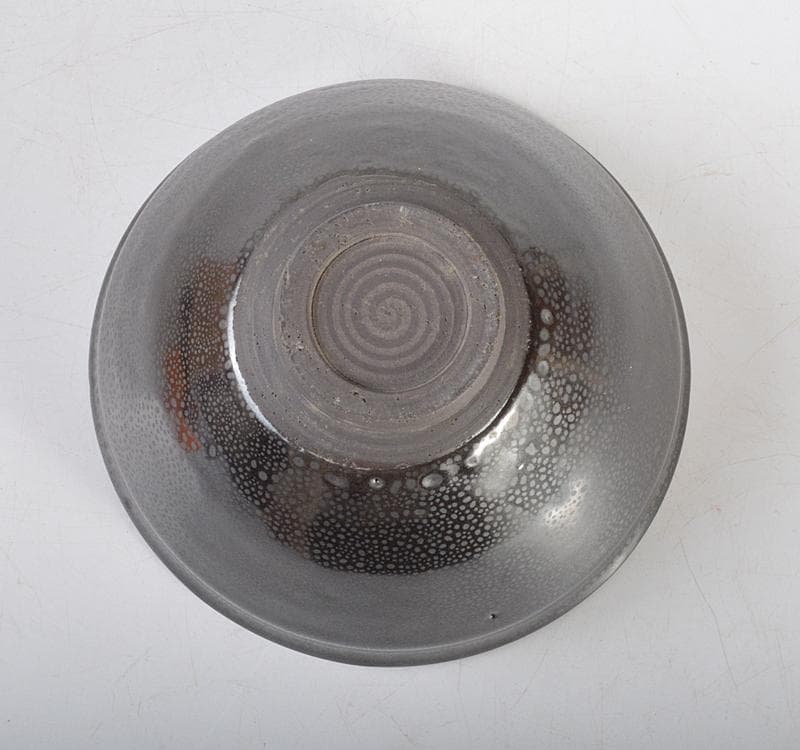 中国　宋代　建窯　窯変　油滴天目茶碗　桐箱付　M　R4617