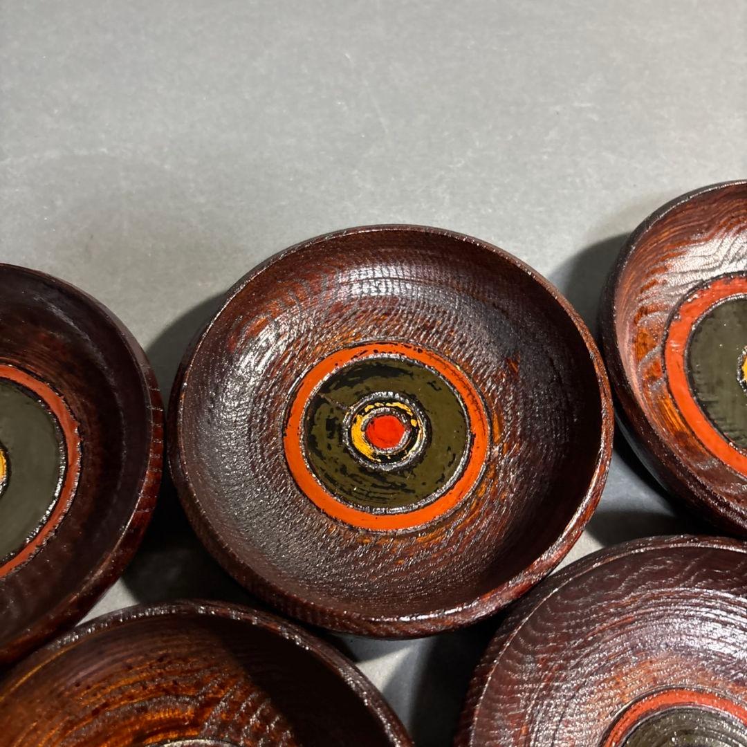 村瀬治兵衛　独楽　茶托　５客