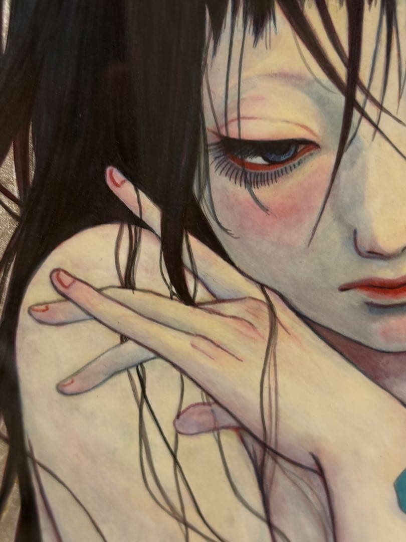 イヂチアキコ 「セイジャ」 (蝶と女性の日本画（青色）)