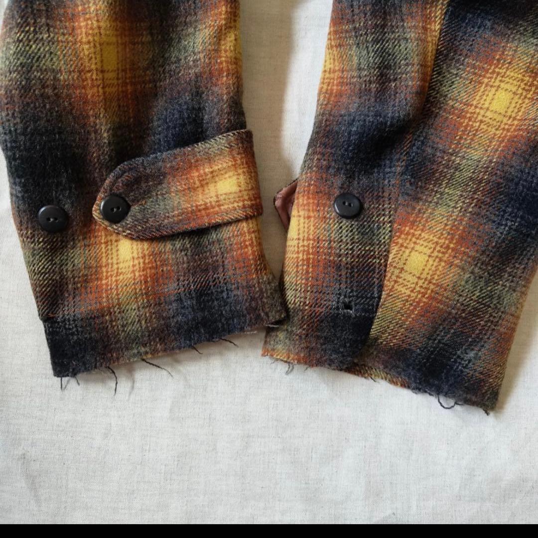50s 60s オンブレ チェック ウールジャケット CPOジャケット