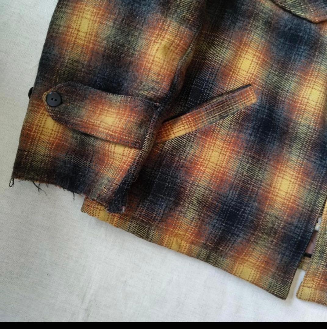 50s 60s オンブレ チェック ウールジャケット CPOジャケット