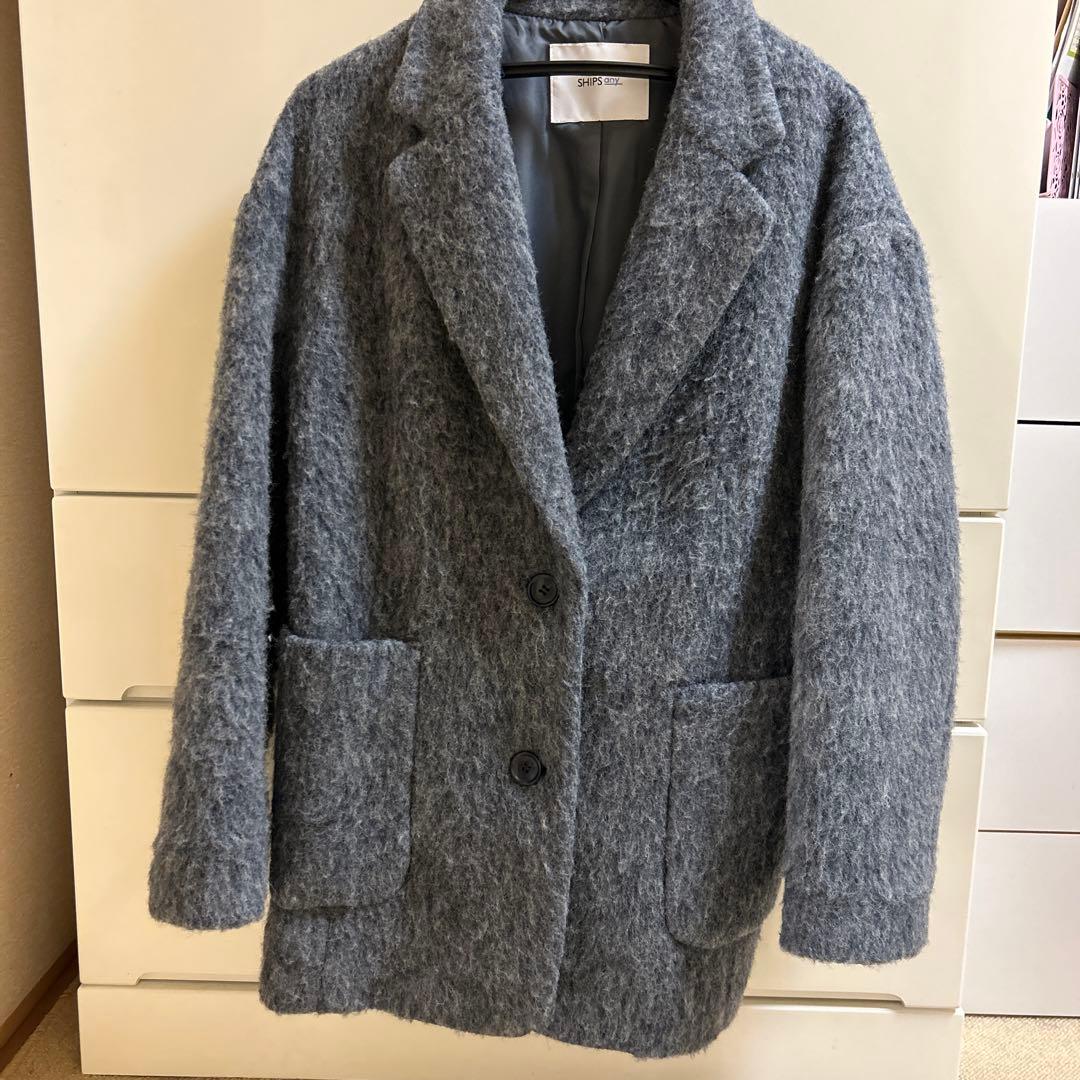 ウールミックスシャギーシングルコート