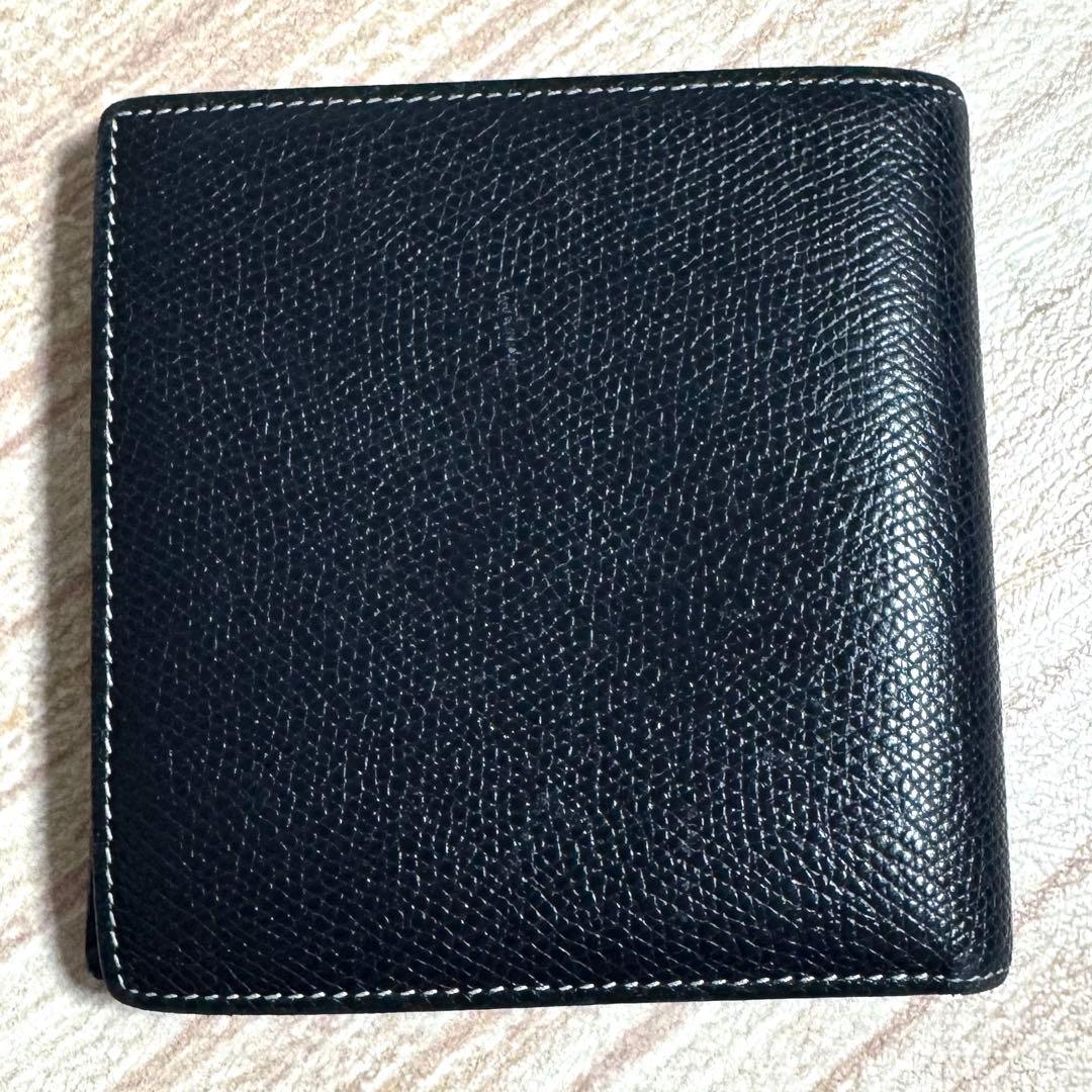 美品/LOEWEロエベ 二つ折り財布 アナグラム レザー ネイビー