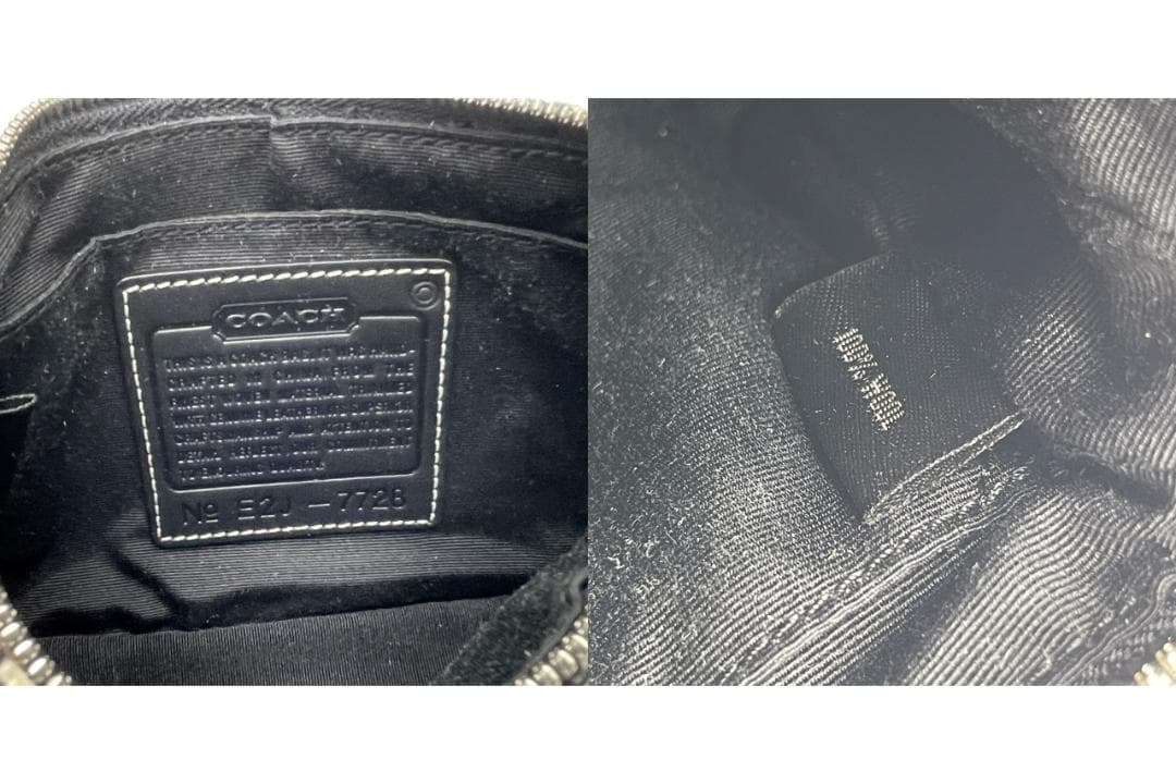 COACH 7728 千鳥柄 アクセサリーポーチ ハンドバッグ ウール レザー