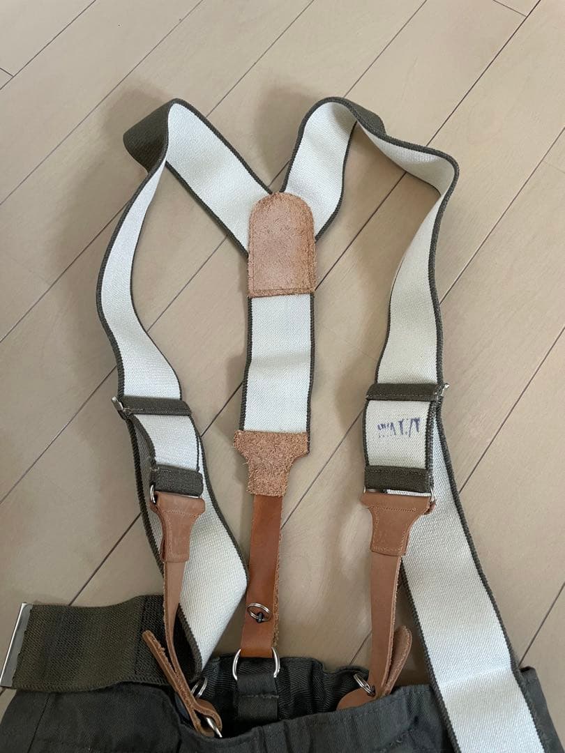 【古着】東ドイツ軍　サスペンダー付き　カーゴパンツ