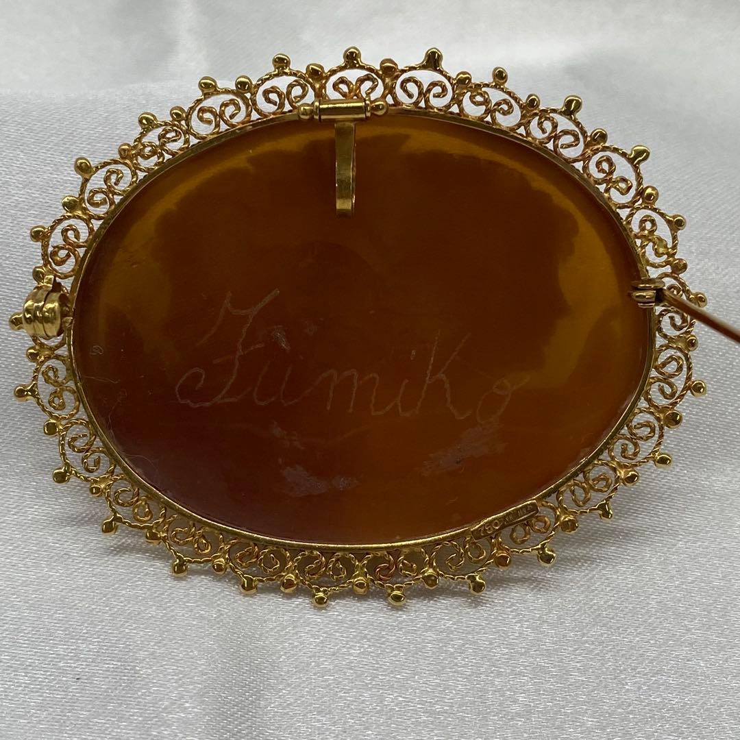 K18 カメオ ブローチ ネックレストップ 作家サイン