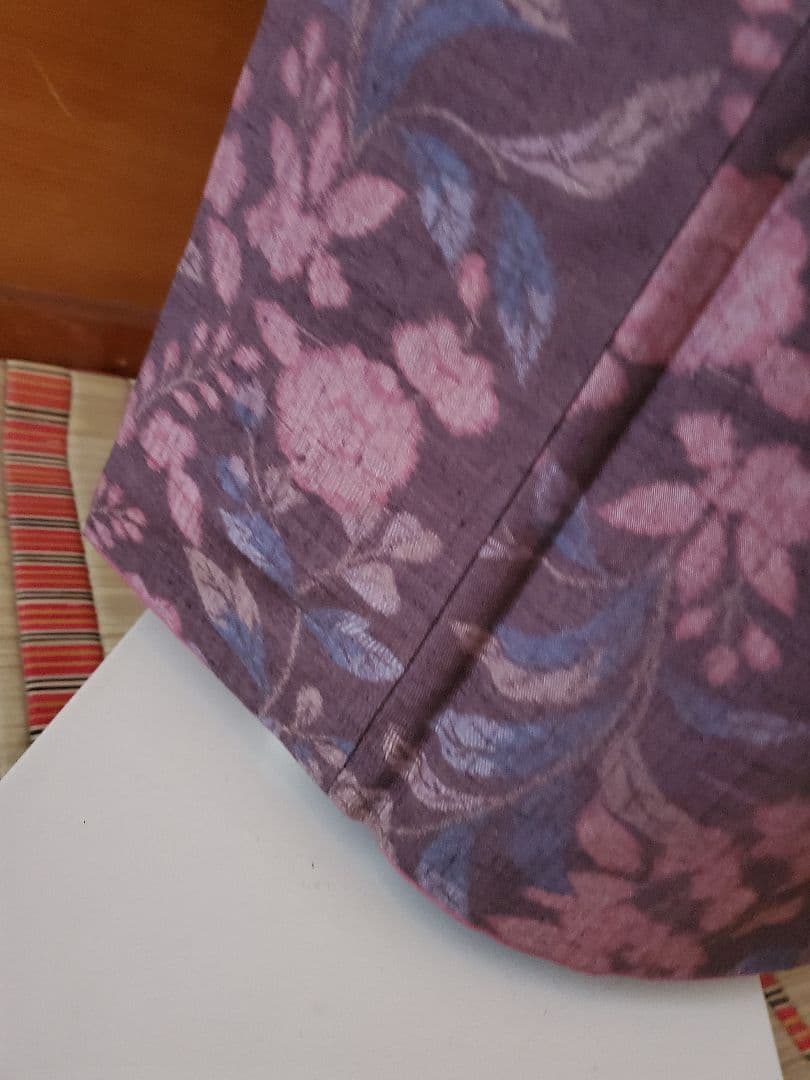 【スモールサイズ＊】辻が花の紬　茶色　ピンク　正絹　特価☆