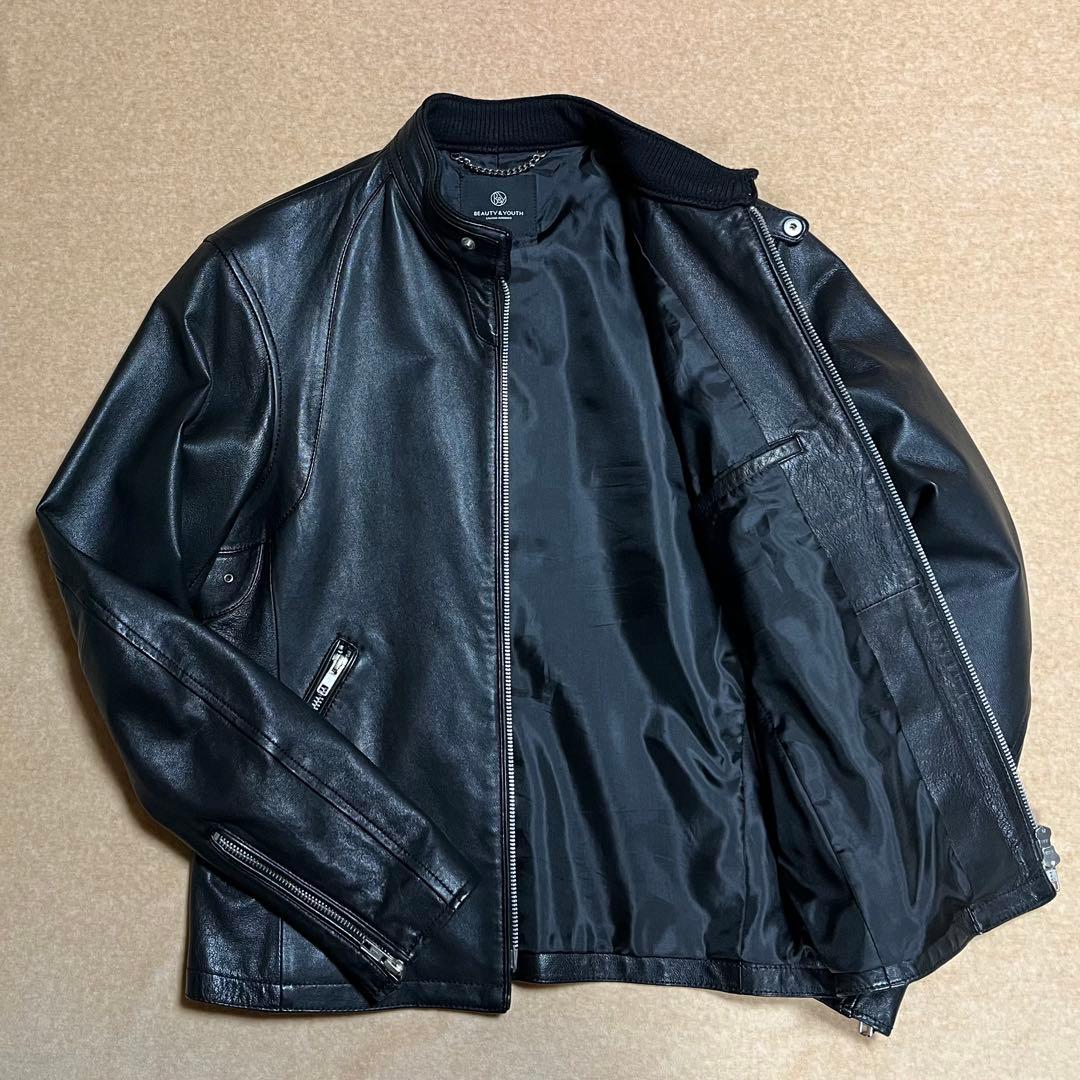 BEAUTY&YOUTH シングルライダース レザージャケット ブラック