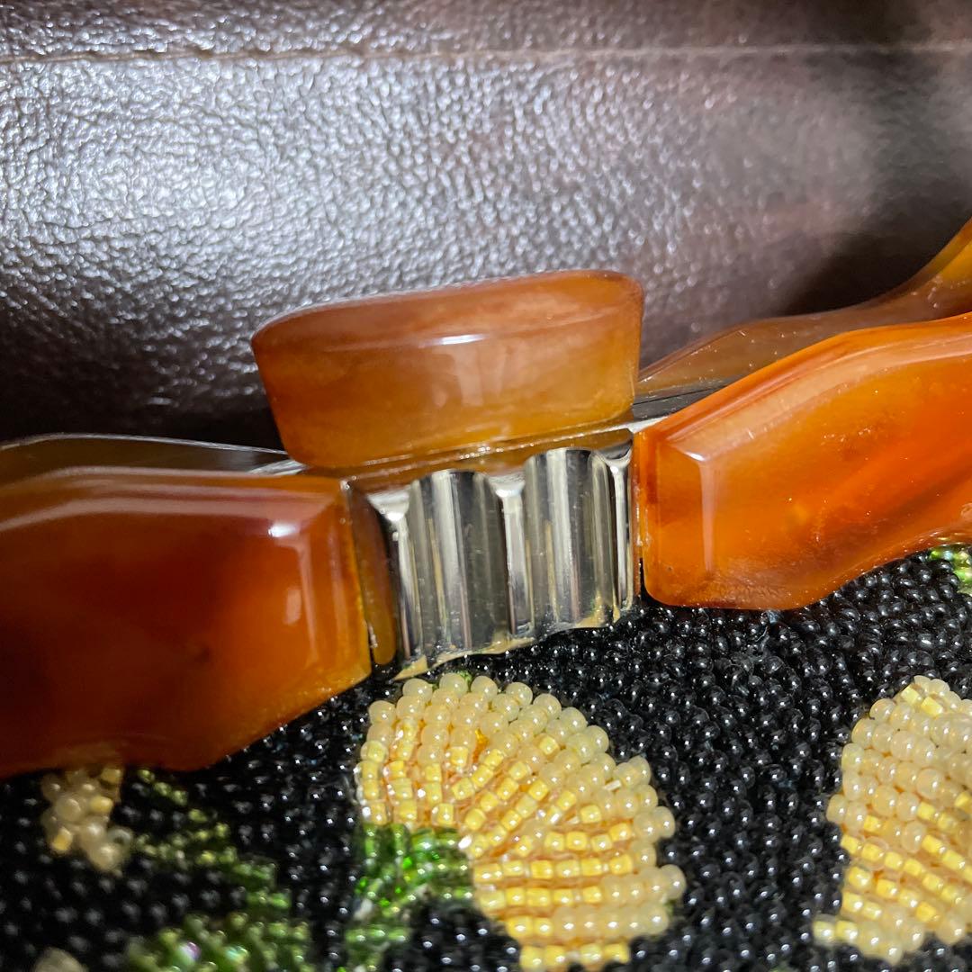 和装　ビーズバッグ　花柄　成人式　パーティ　ハンドバッグ　昭和　レトロ　未使用